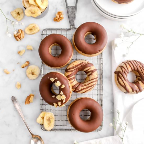 Healthier Baked Banana Nut Donuts