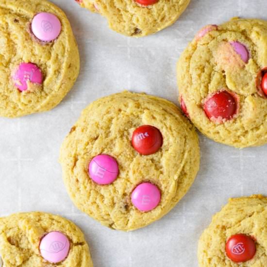 Valentine’s Day M&M Cookies