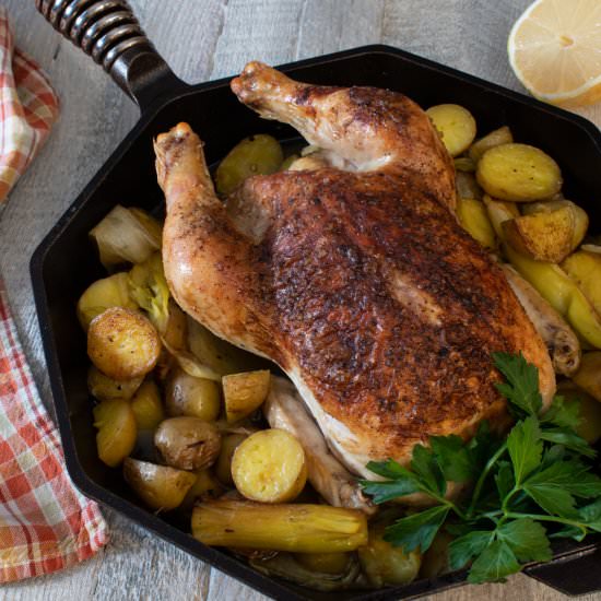 Roast Chicken with Baby Potatoes an