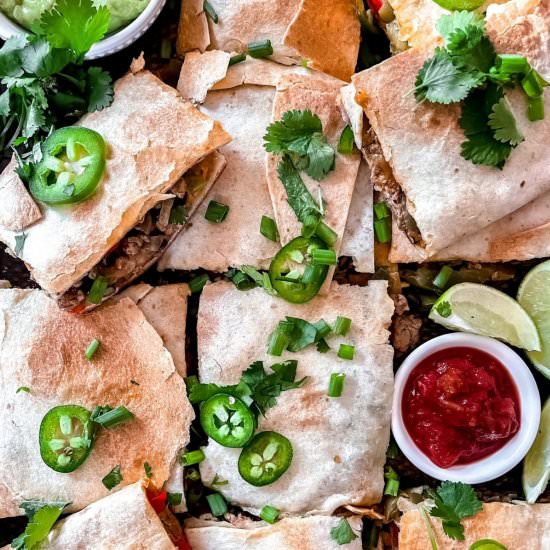 Sheet Pan Ground Turkey Quesadilla