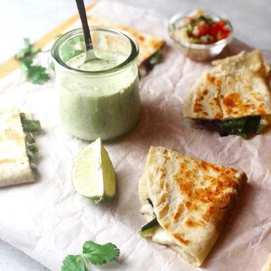 Quesadilla with Poblano Cream Sauce
