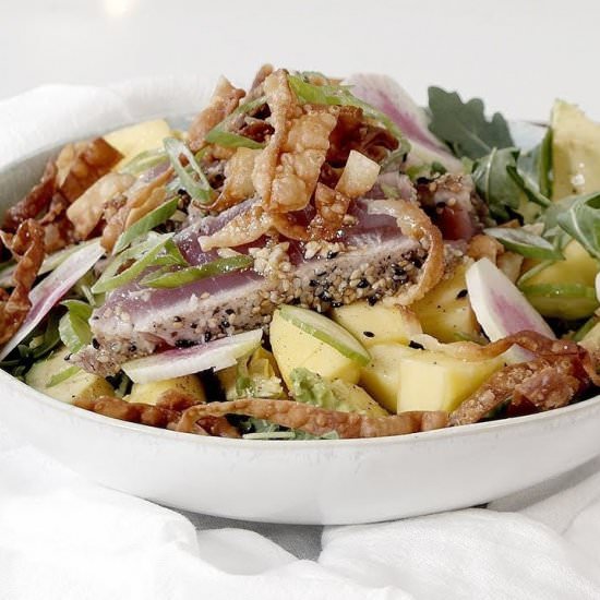 Sesame Coated Pan Seared Tuna Salad