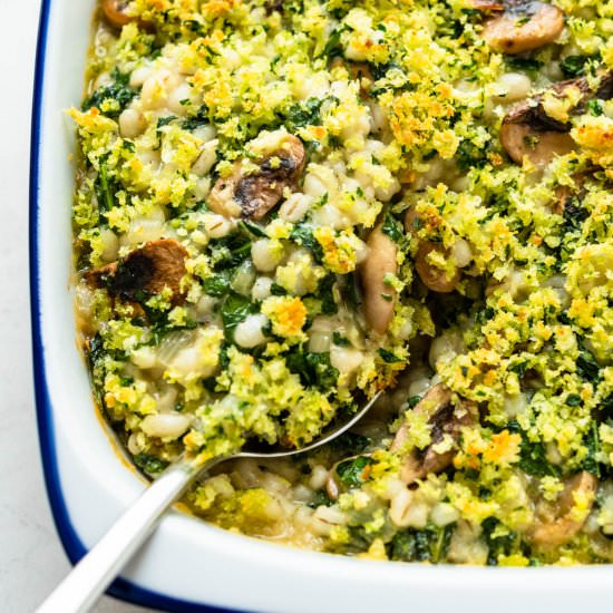 Kale Barley Mushroom Gratin