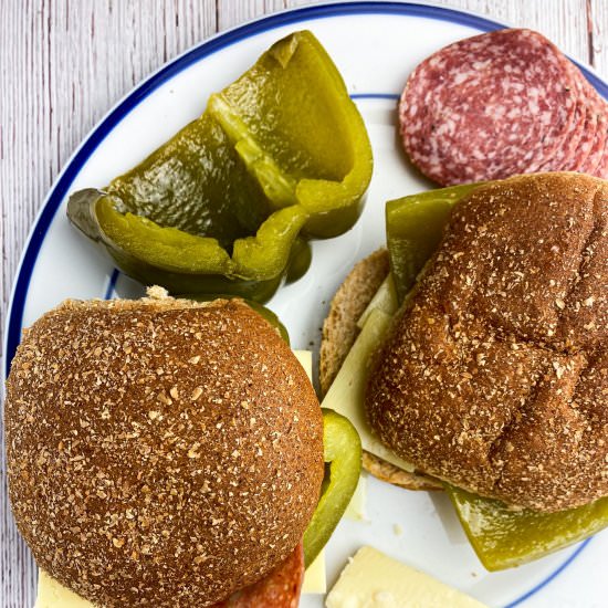 Olive Oil Peppers & Cheese Sandwich