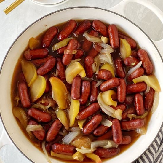 Cocktail Franks w Apples and Onions