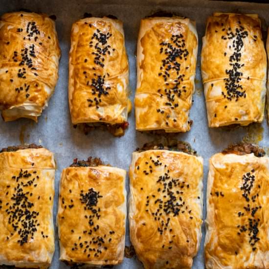 Turkish Borek with Meat & Spinach