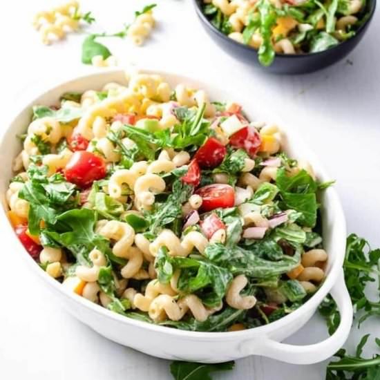 Easy Creamy Arugula Pasta Salad