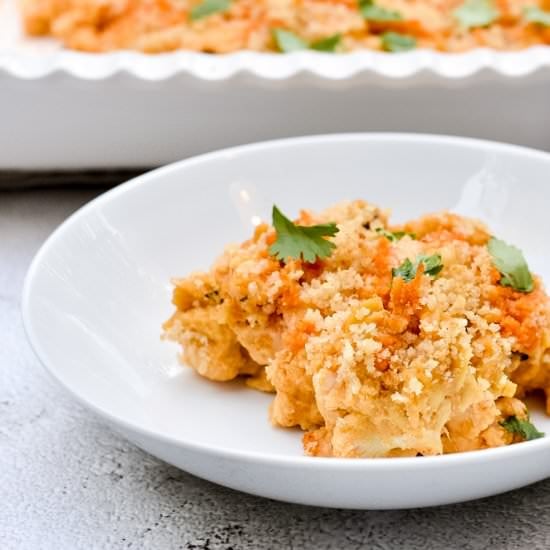 Vegan Buffalo Cauli Mac & Cheese
