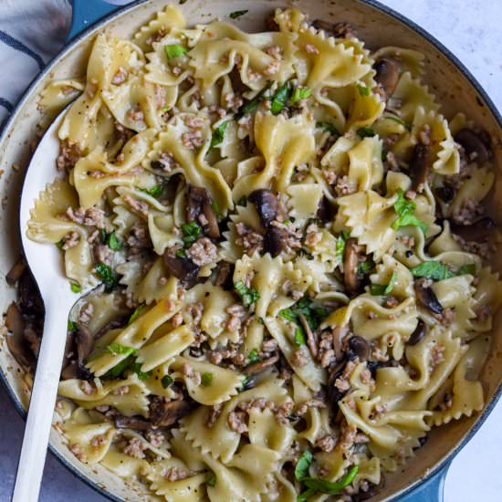Pork & Mushroom Pasta Bows