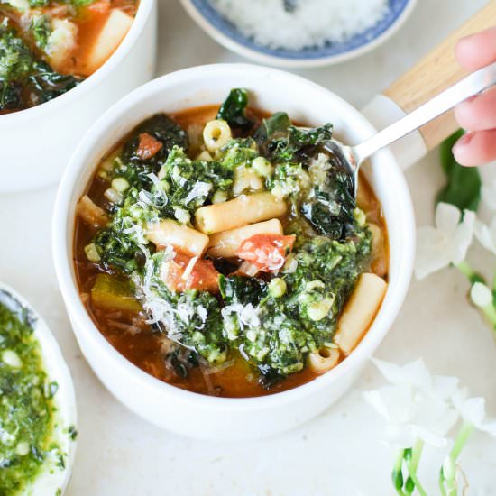 Minestrone Soup with Pesto