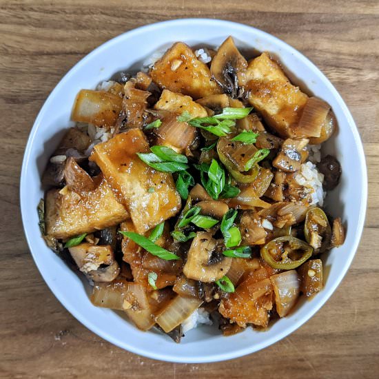 Vegan Tofu and Mushroom Adobo