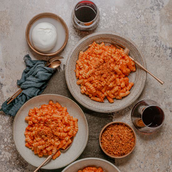 Roasted pepper alla vodka pasta