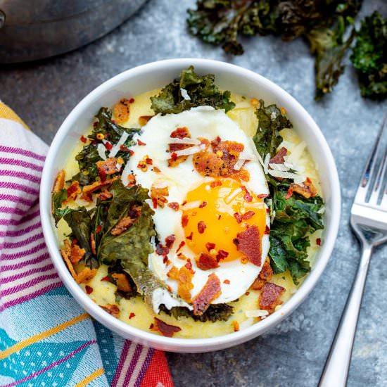 Pesto Polenta with Bacon & Egg