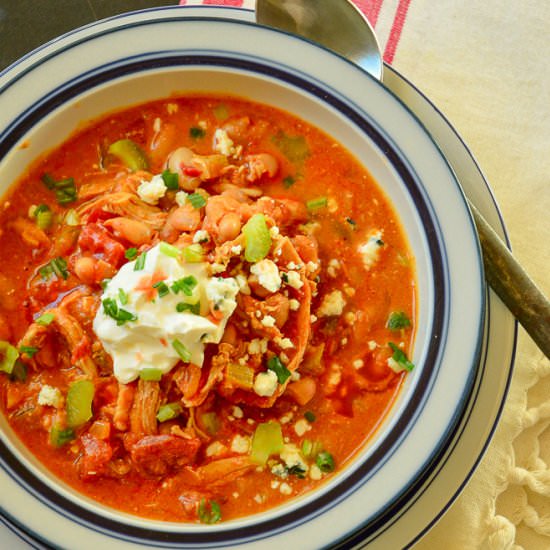 Healthy Buffalo Chicken Chili