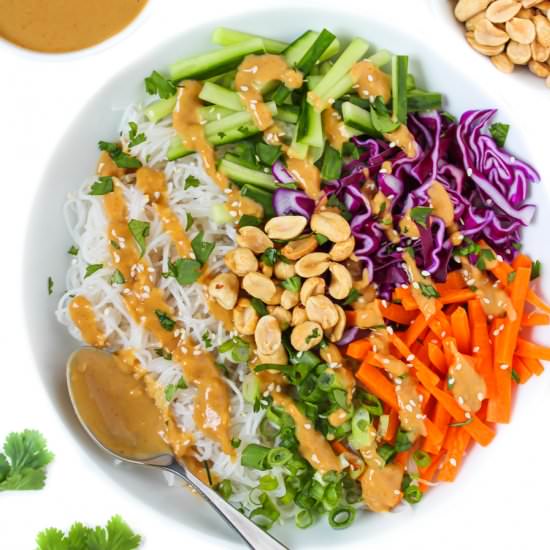 Spring Roll Bowl with Peanut Sauce