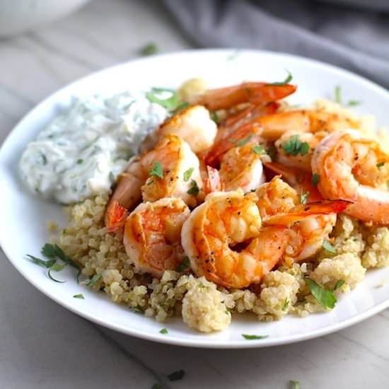Garlic Shrimp and Tzatziki Sauce