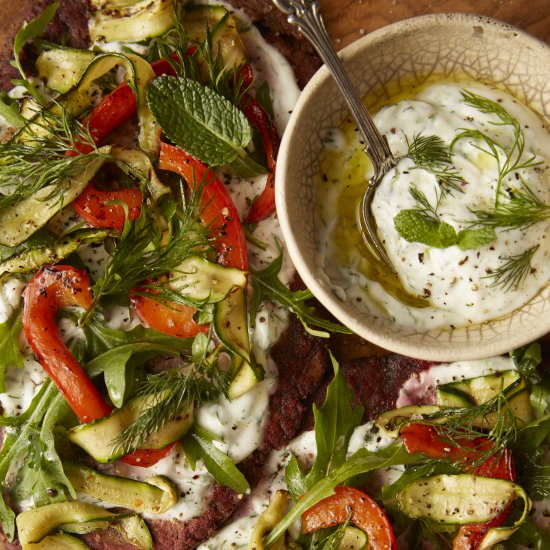 Grilled veggie & Beetroot flatbread