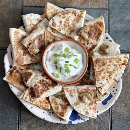 Many Mushroom Quesadillas