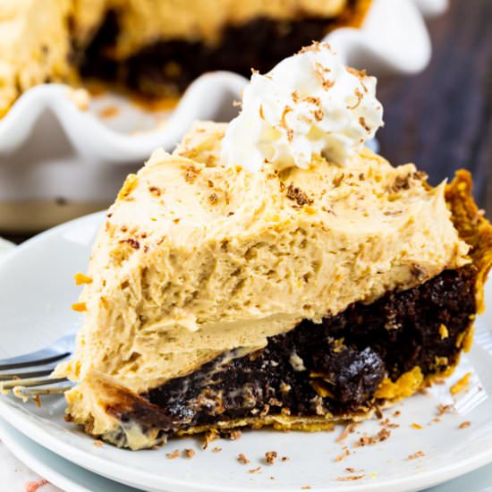 Peanut Butter Mousse Brownie Pie