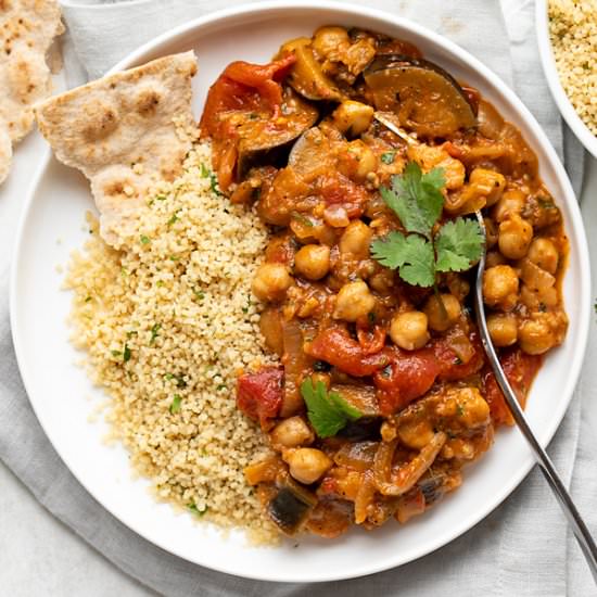 Spicy Chickpea Stew with Eggplant