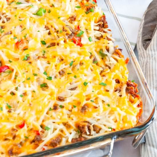 Sausage Hashbrown Breakfast Cassero
