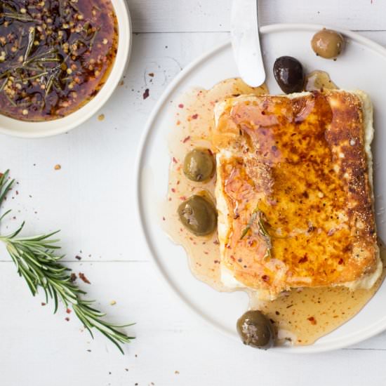 Fried feta & spicy rosemary honey