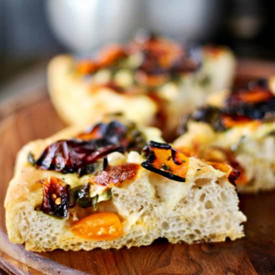Roasted Pepper and Chile Focaccia