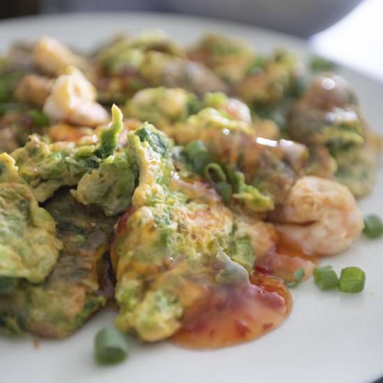 Seaweed and shrimp scrambled eggs
