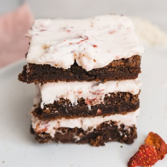 Frosted Strawberry Brownies