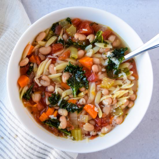 Vegetable Soup with Orzo and Beans