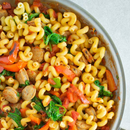 Roasted Red Pepper Sausage Skillet