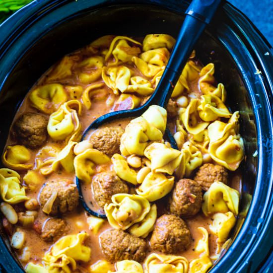 Slow Cooker Meatball Tortellini Sou