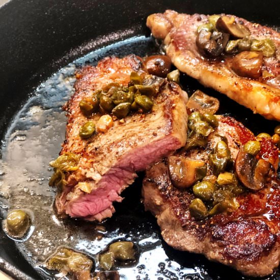 Pan Seared Steak with Mushrooms