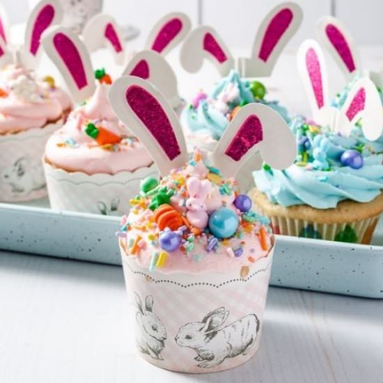 Easy Bunny Ear Easter Cupcakes