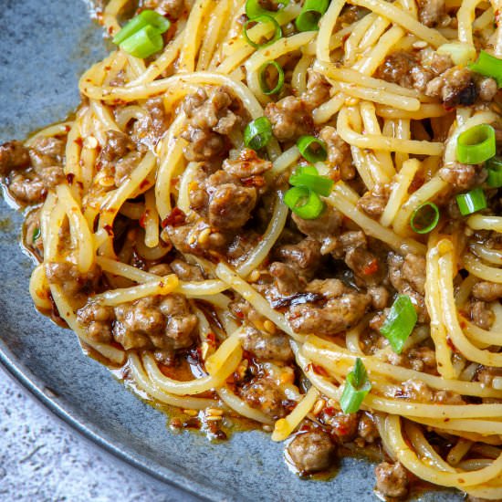 Asian ground beef noodles