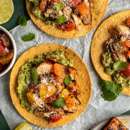 Citrus marinated fish tostadas