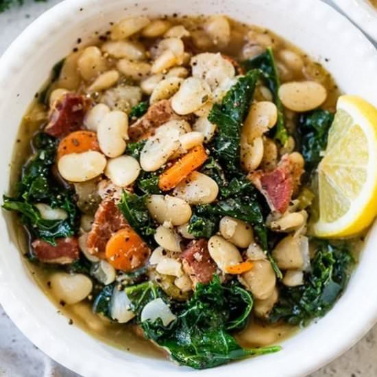 Brothy Lima Beans and Greens