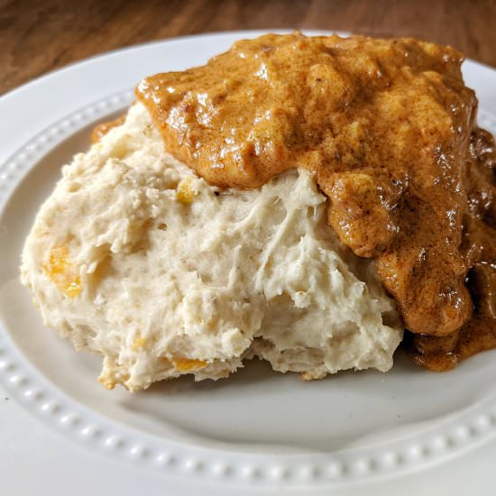 Biscuits with Green Chile Gravy