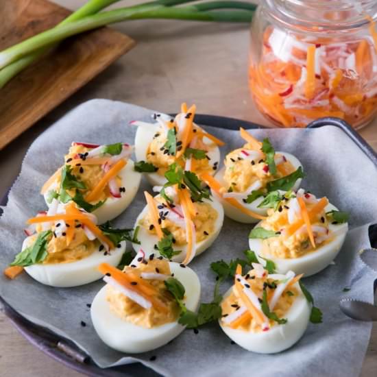 Kimchi Deviled Eggs