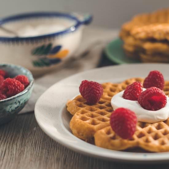 Crispy Vegan Cornmeal Waffles