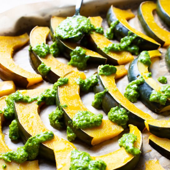 Acorn Squash with Kale Pesto