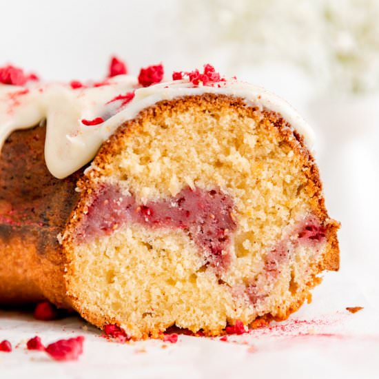 White Chocolate Raspberry Bundt