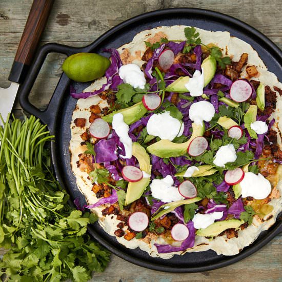 Tlayuda (Oaxacan pizza)