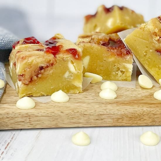 White Choc and Raspberry Blondies