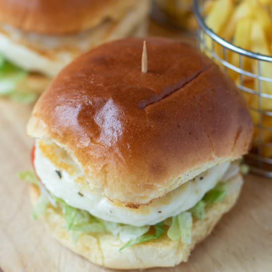 Spicy Red Pesto Halloumi Burgers