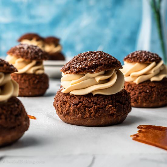 Chocolate Choux With Salted Caramel
