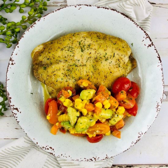 Oven Baked Haddock with Corn Salad