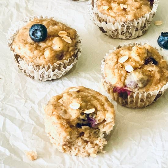 Banana Blueberry Oatmeal Muffins