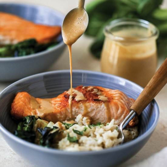 Roasted Salmon and Brown Rice Bowls