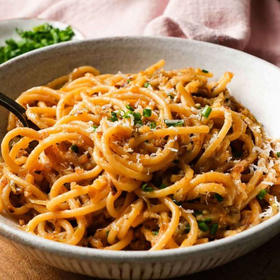 Caramelized Leek and Cabbage Pasta